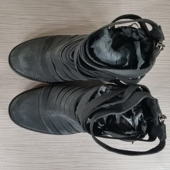 Free People Hybrid Strappy Ankle Boot, Black Nubuck, Womens Various Sizes - Picture 10 of 11